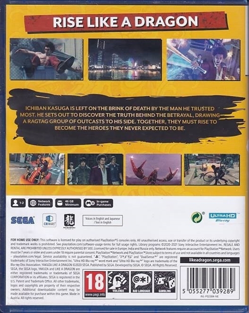 Yakuza Like A Dragon - PS5 (A Grade) (Genbrug)